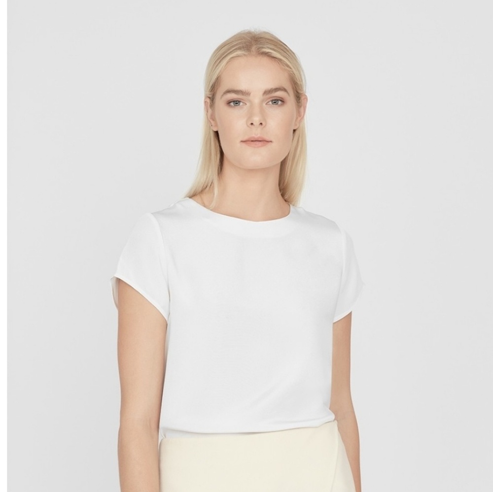 Cuyana White Silk Tee XS